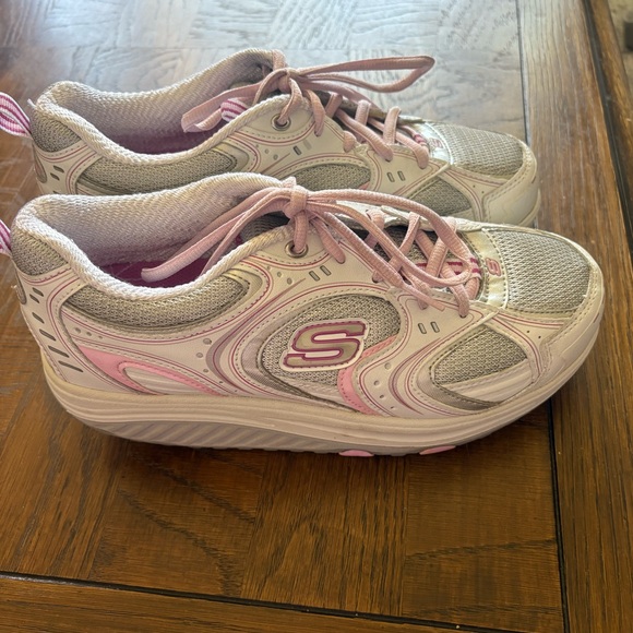 Skechers Light Pink and Cream Shape Up Sneakers - Picture 4 of 8